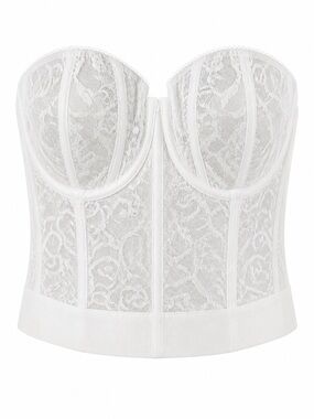 Goddess Lace Bridal Longline Bustier Bra (Style GD0689) White